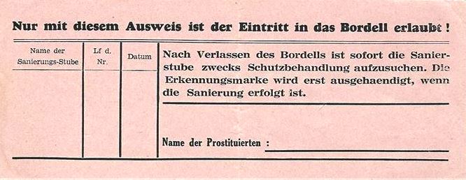 WWII German bordello permit